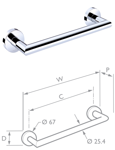 Chrome Straight Rail SC14